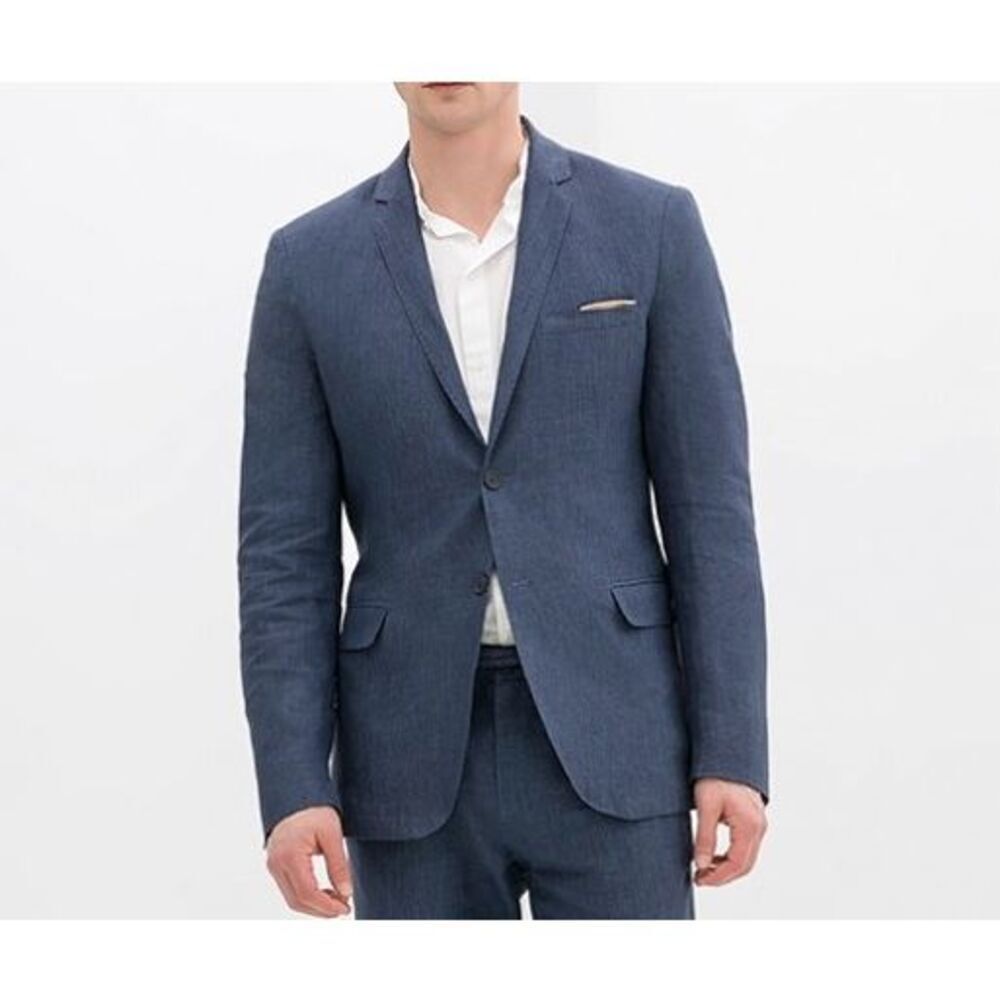 K Kimmy Custom Tailor Navy & Brown Paisley Blazer - image 1